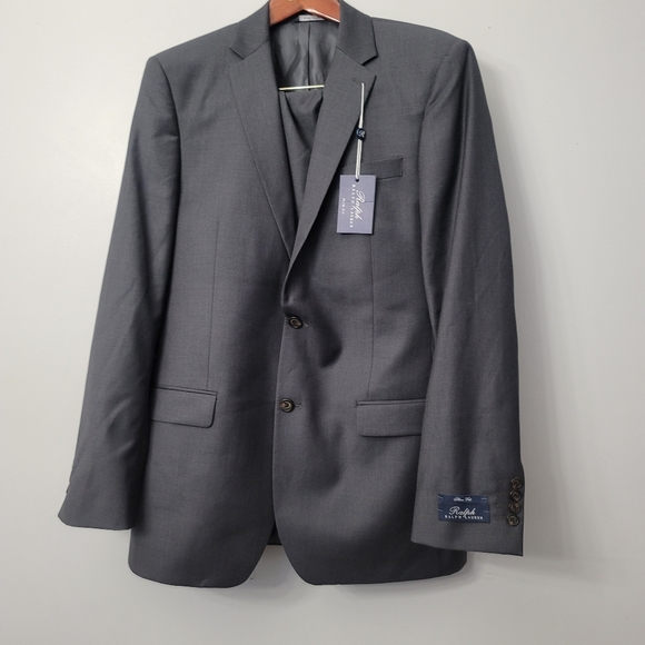 Ralph Ralph Lauren Slim-Fit Suit Set Solid Flat Front Pants Wool Suit - Picture 3 of 11